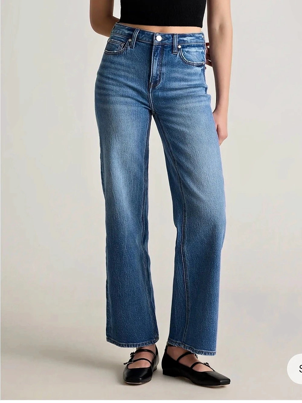 Quince Bella Stretch Relaxed Straight Jeans Blue Waist 29 NWOT